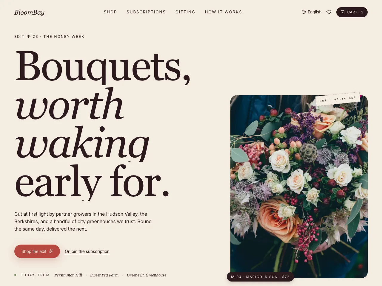 BloomBay Market concept homepage preview