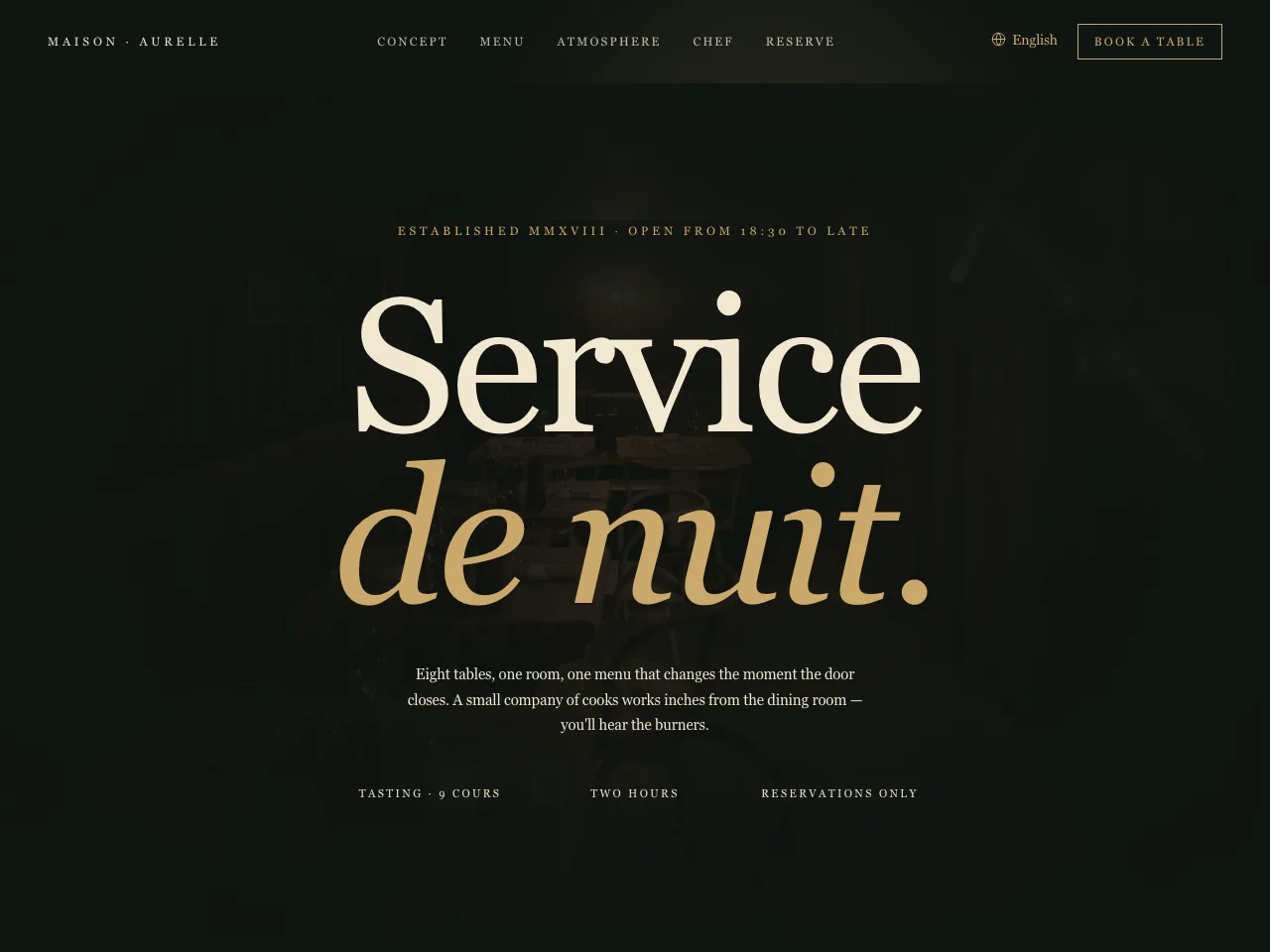 Maison Aurelle concept homepage preview