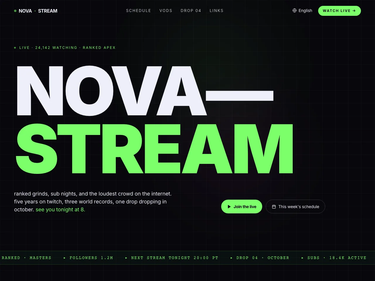 NovaStream concept homepage preview