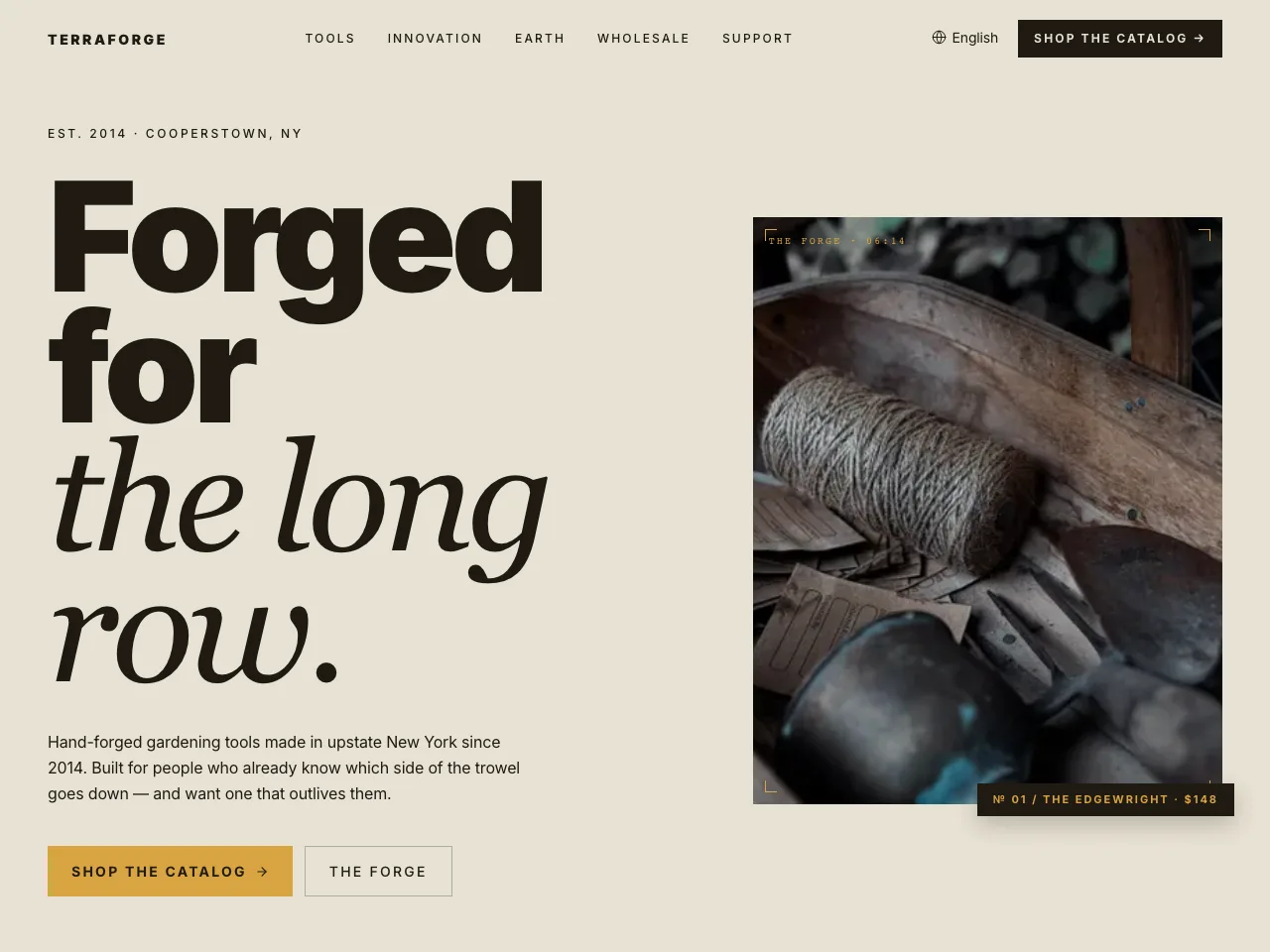 TerraForge Tools concept homepage preview